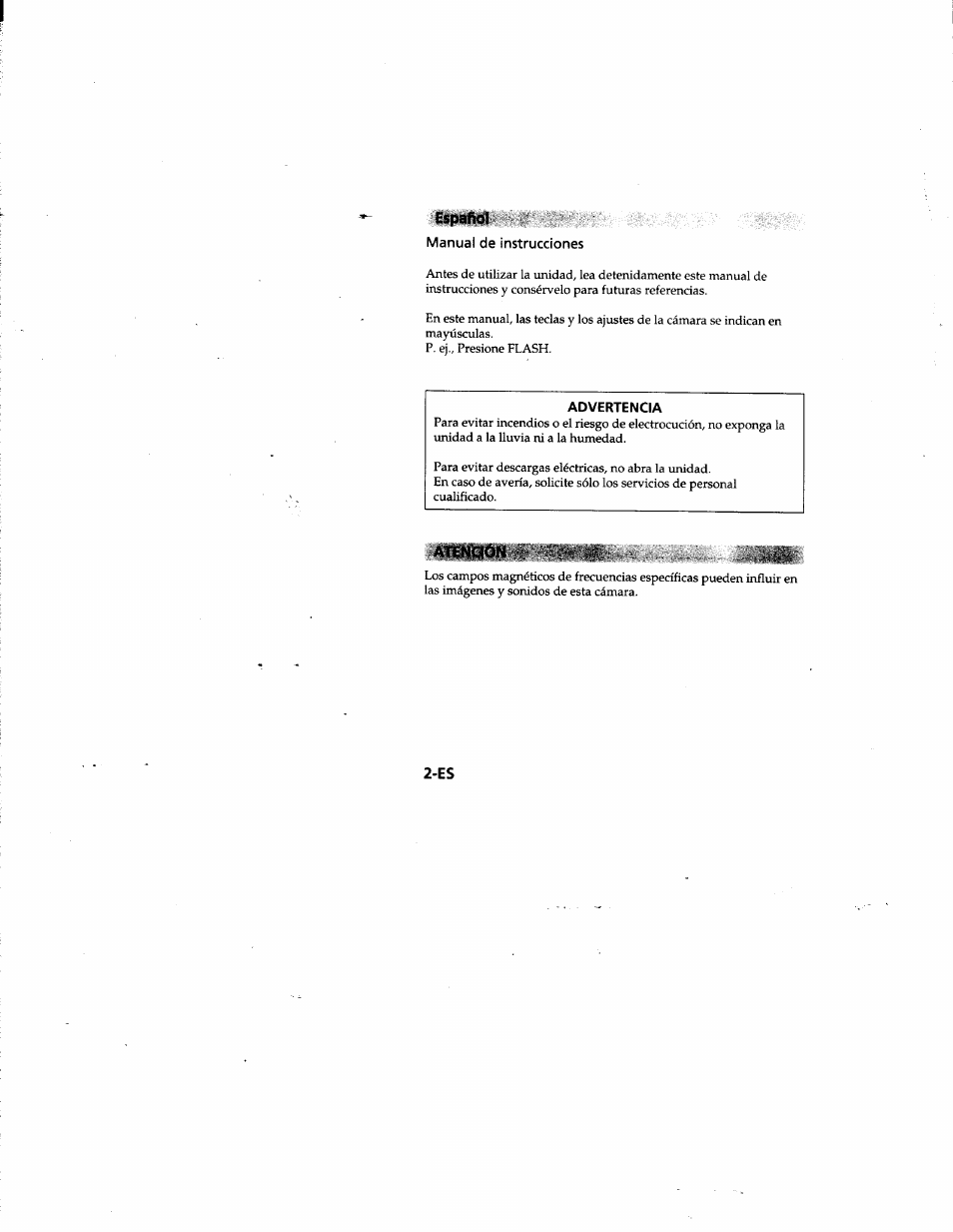 Español, Manual de instrucciones, Aten'qón | Sony MVC-FD81 User Manual | Page 46 / 86