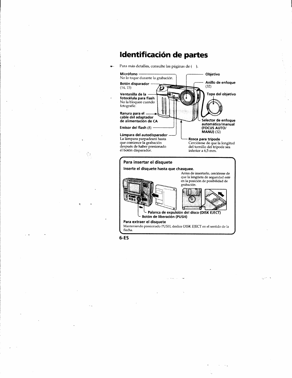 Identificación de partes | Sony MVC-FD81 User Manual | Page 50 / 86