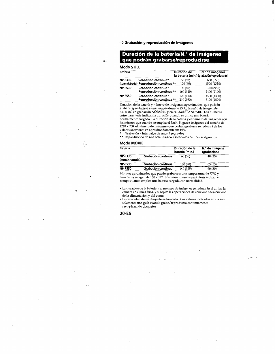 Modo still, Modo movie | Sony MVC-FD81 User Manual | Page 64 / 86