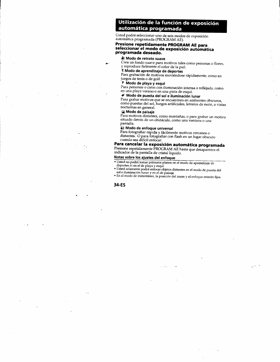 Para cancelar la exposición automática programada | Sony MVC-FD81 User Manual | Page 78 / 86