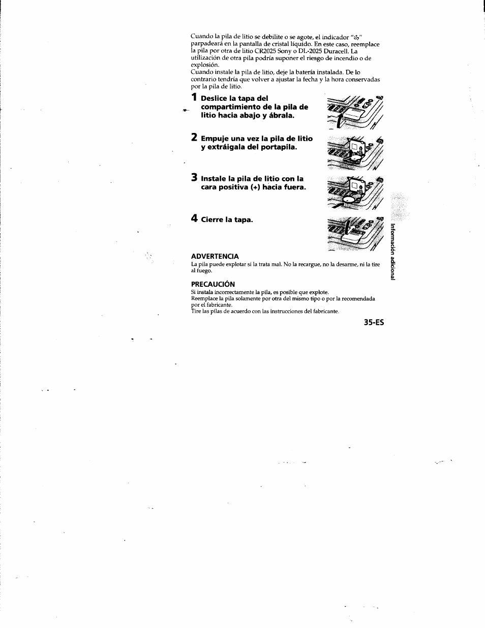 1 deslice la tapa del, 4 cierre la tapa | Sony MVC-FD81 User Manual | Page 79 / 86