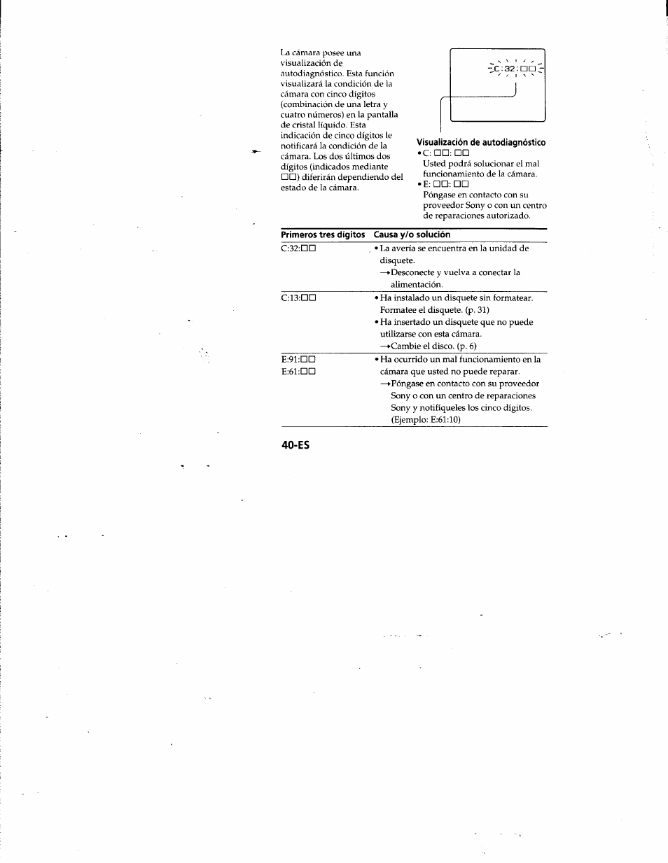 Visualización de autodiagnóstico | Sony MVC-FD81 User Manual | Page 83 / 86
