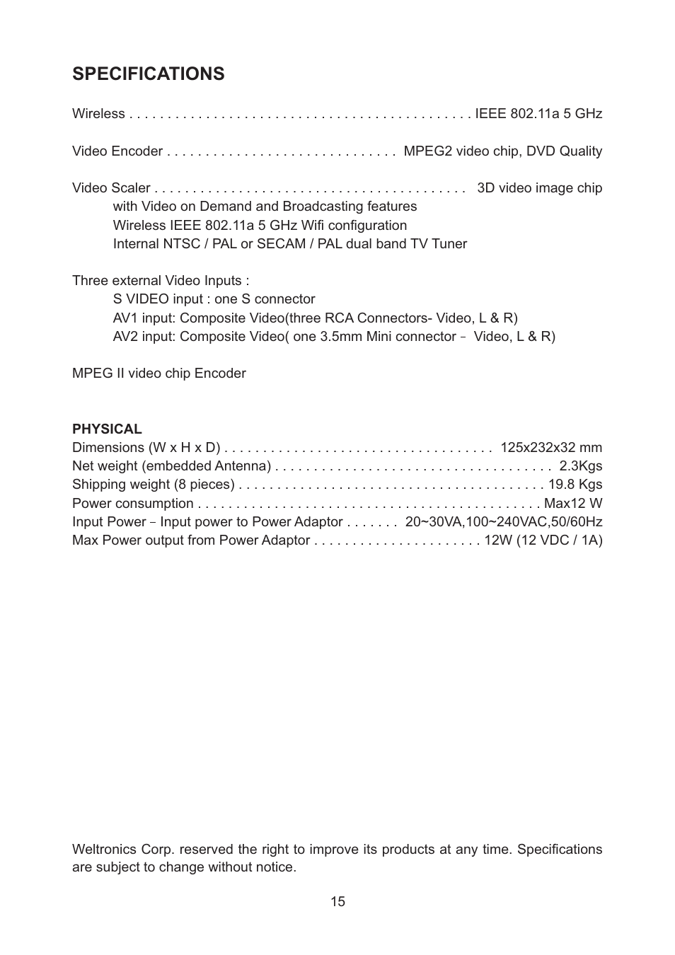 Specifications | AMC WiFi Wireless Transmitter TR1a User Manual | Page 17 / 20