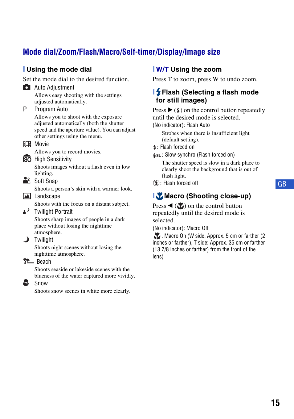 Sony DSC-S780 User Manual | Page 15 / 64