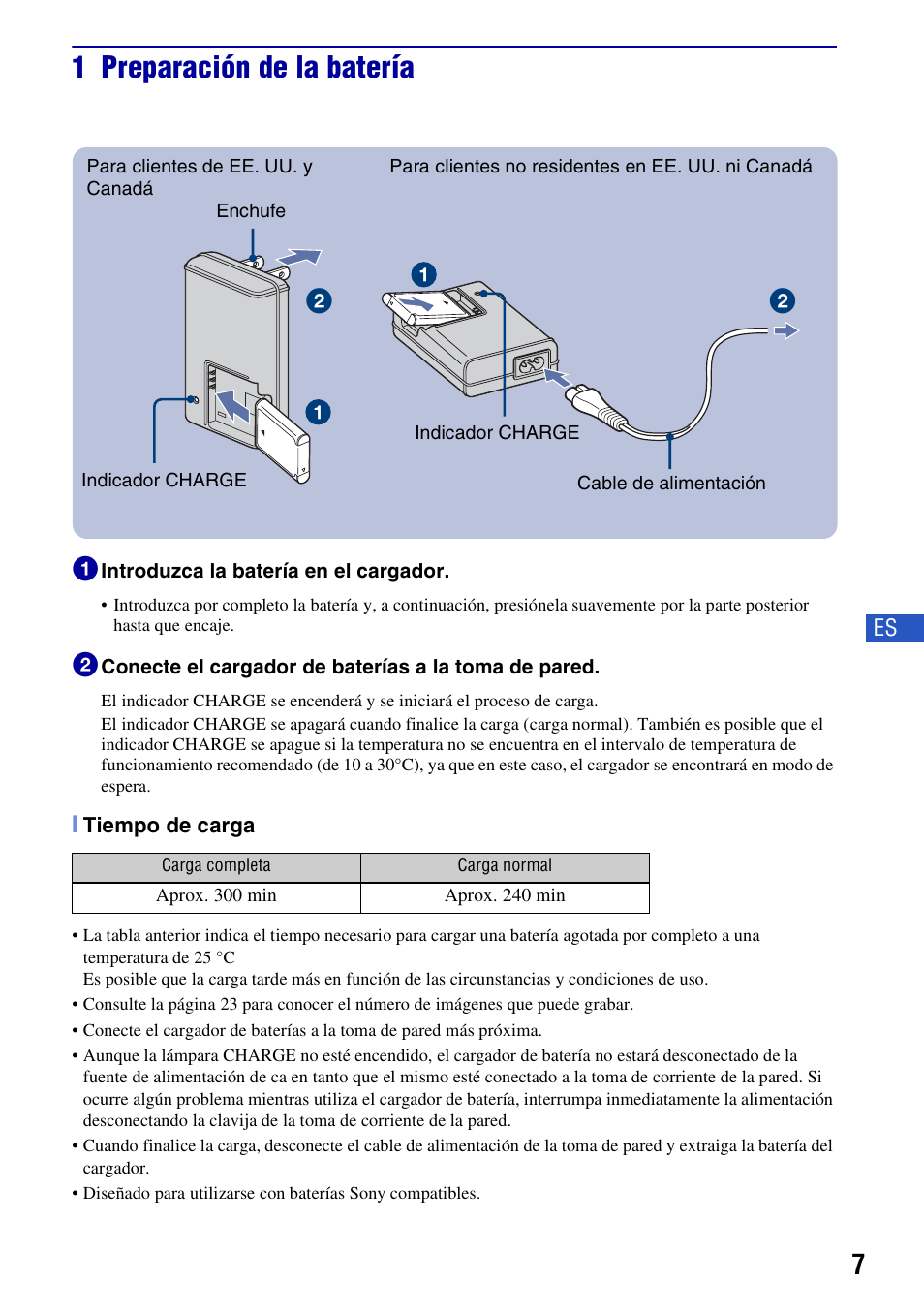 1 preparación de la batería | Sony DSC-S780 User Manual | Page 39 / 64