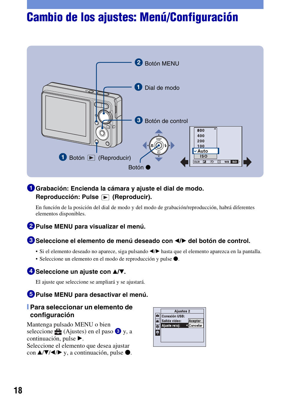 Cambio de los ajustes: menú/configuración | Sony DSC-S780 User Manual | Page 50 / 64