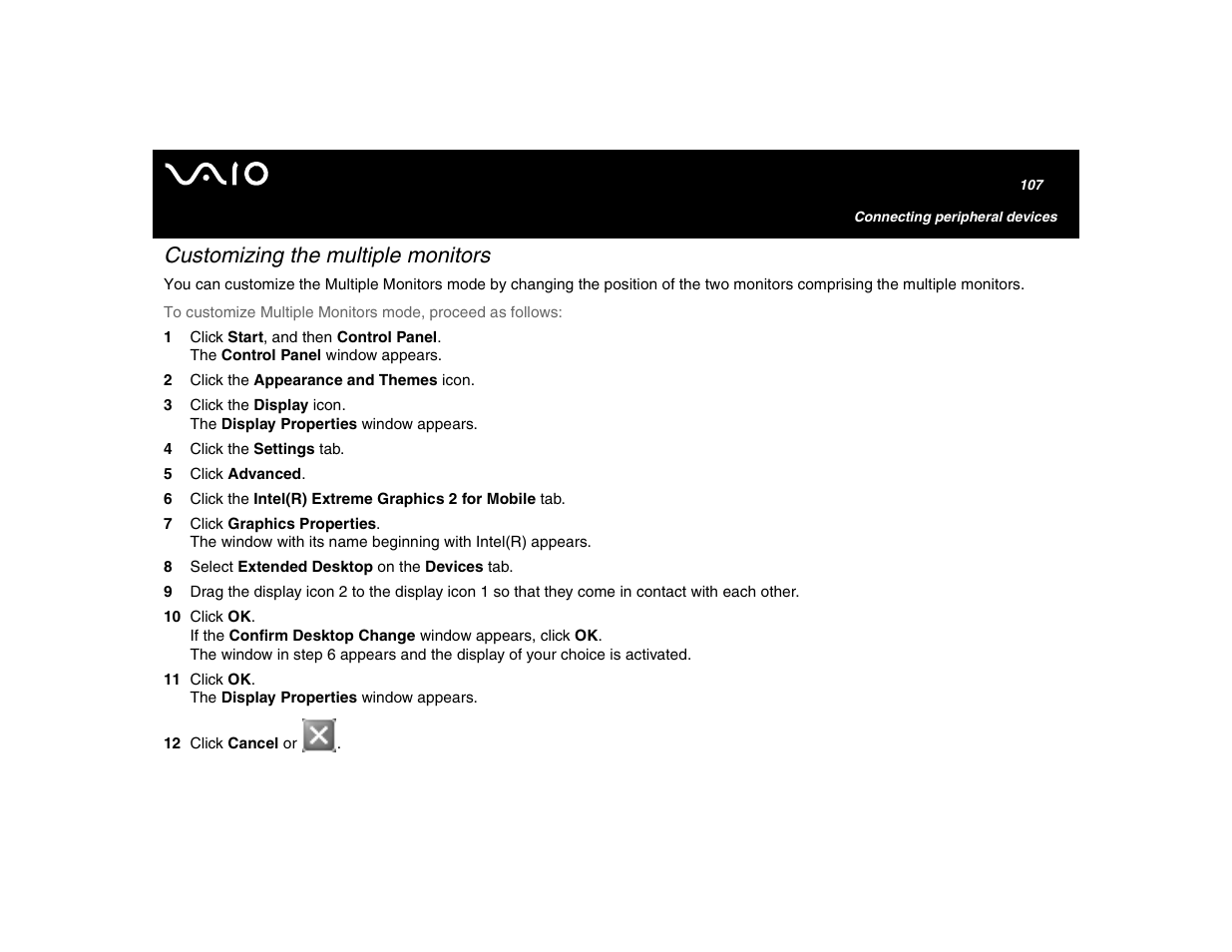 Customizing the multiple monitors | Sony VGN-U750P User Manual | Page 107 / 142