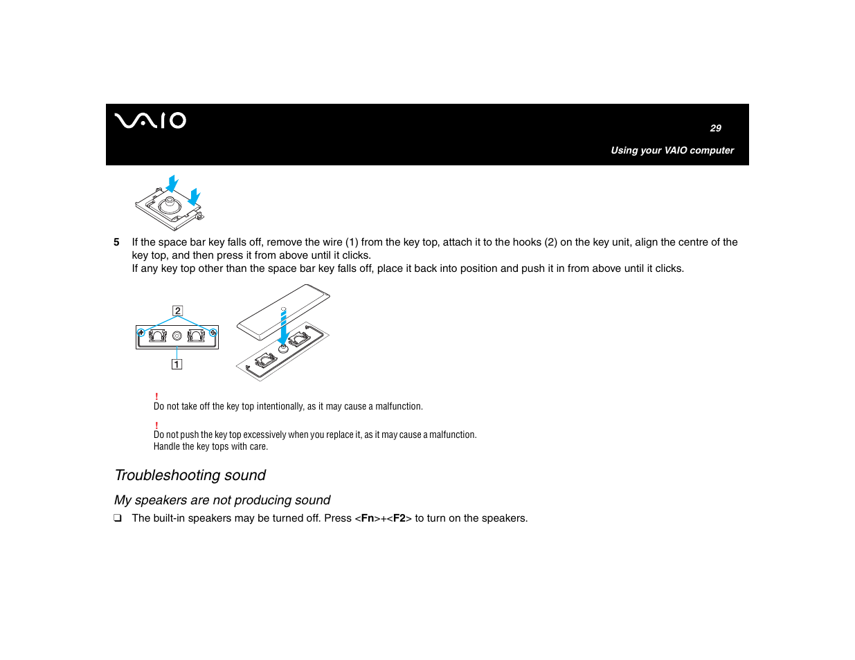 Troubleshooting sound, My speakers are not producing sound | Sony VGN-U750P User Manual | Page 29 / 142