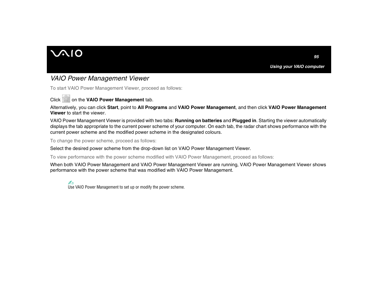 Vaio power management viewer | Sony VGN-U750P User Manual | Page 95 / 142