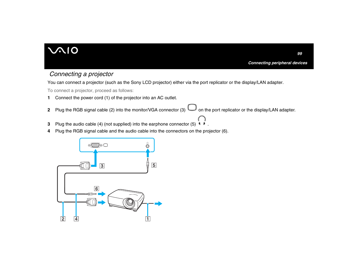 Connecting a projector | Sony VGN-U750P User Manual | Page 99 / 142