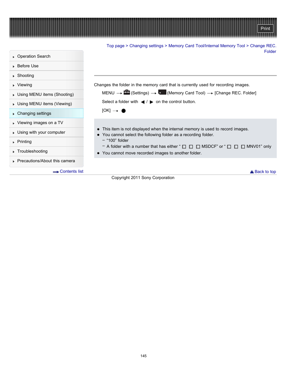 Change rec. folder, Details | Sony DSC-H70 User Manual | Page 145 / 208