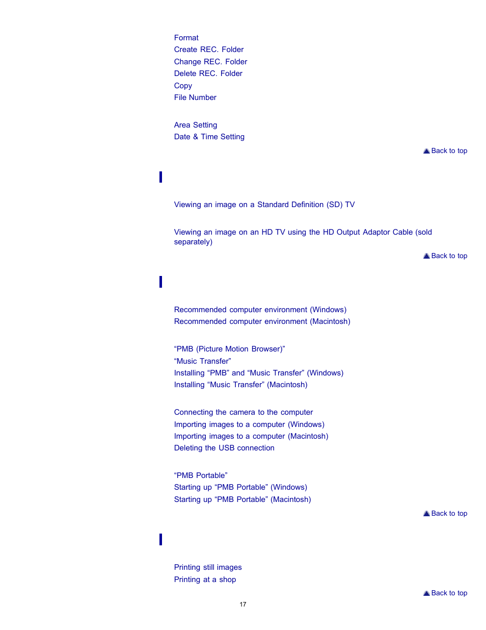 Sony DSC-H70 User Manual | Page 17 / 208