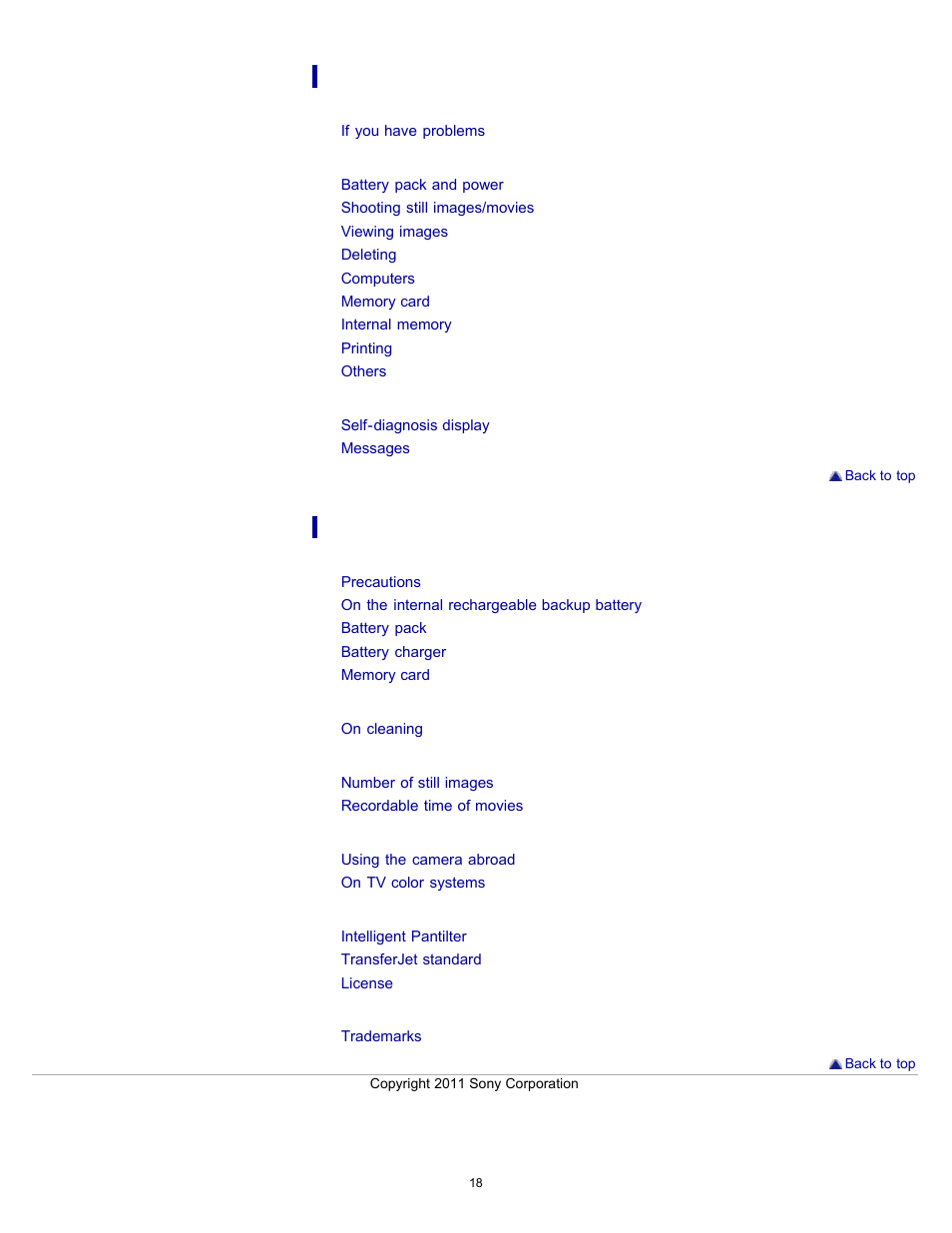 Sony DSC-H70 User Manual | Page 18 / 208