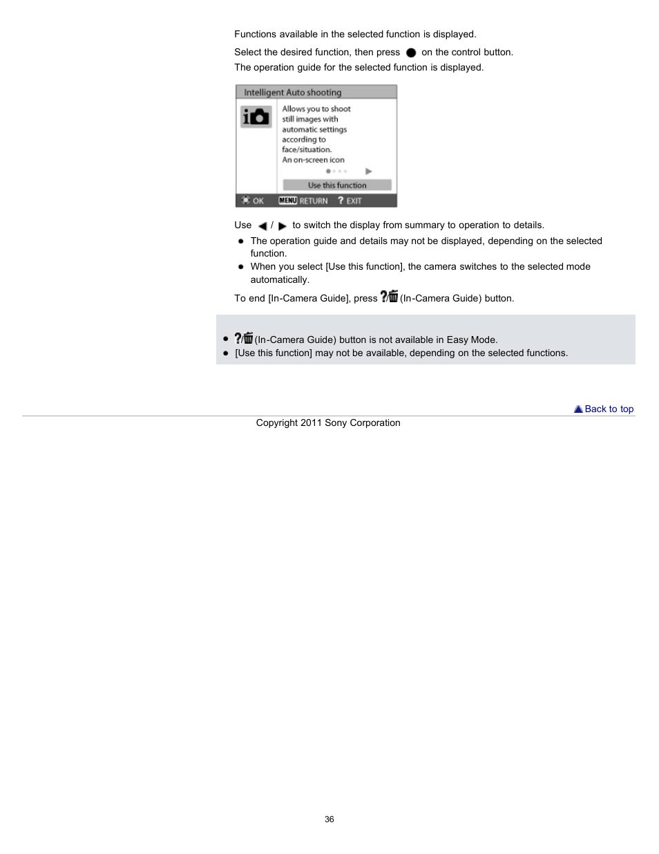 Sony DSC-H70 User Manual | Page 36 / 208