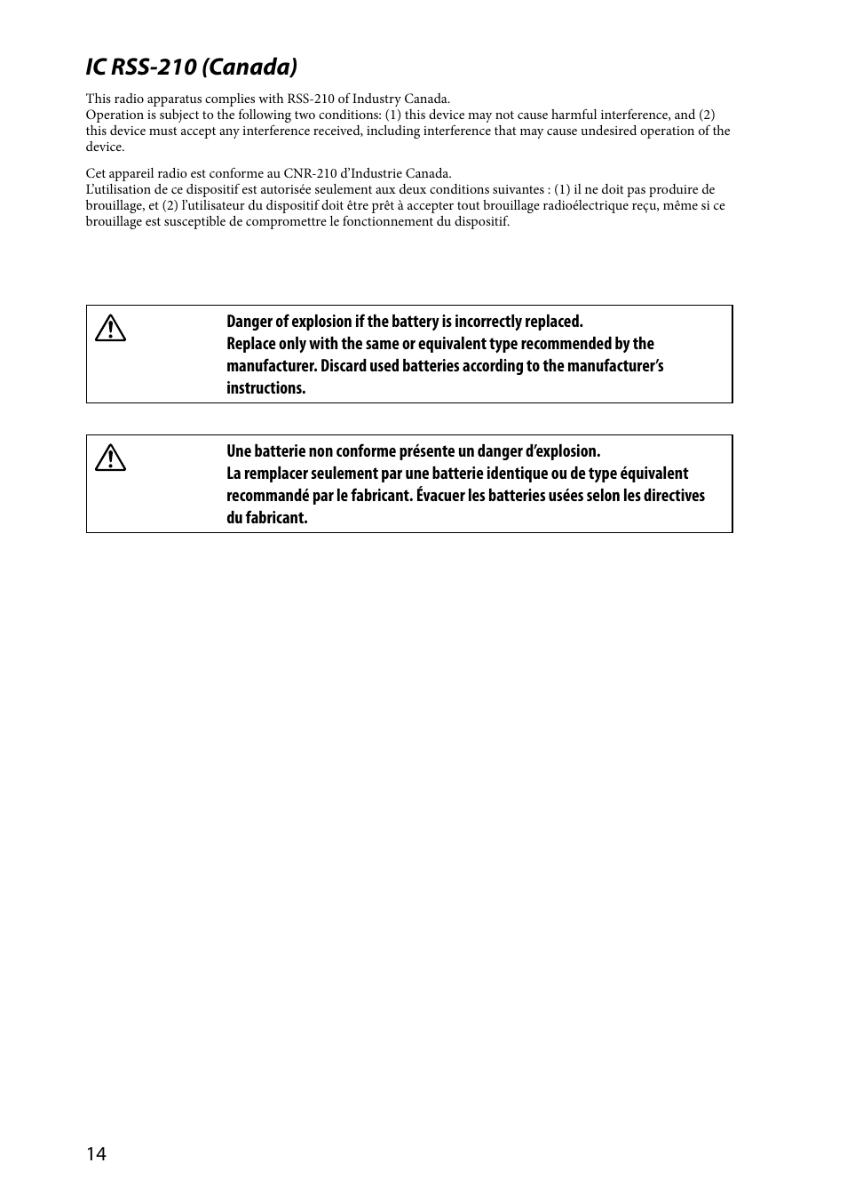 Ic rss-210 (canada) | Sony VPCL237FX User Manual | Page 14 / 24