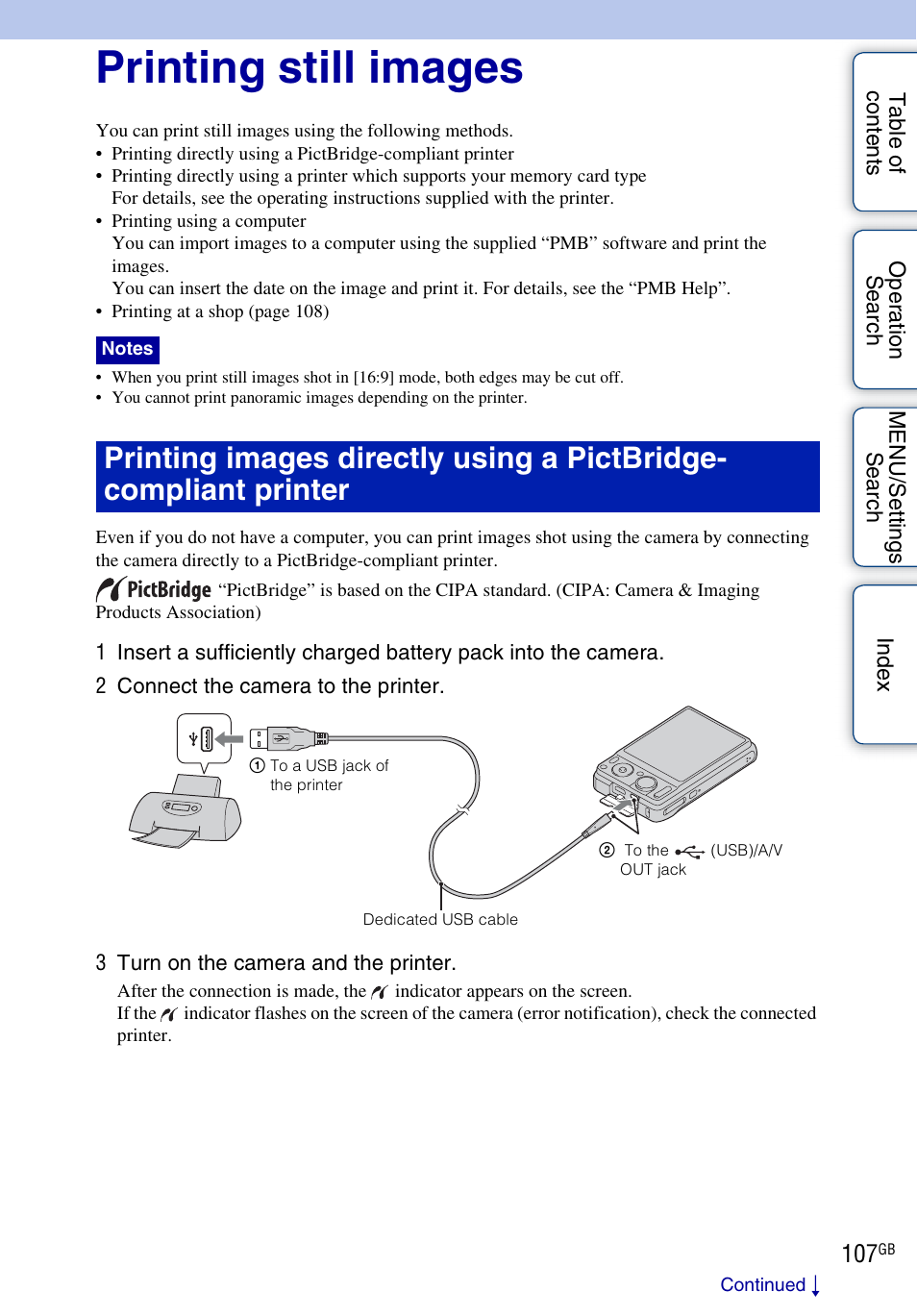 Printing still images, Print) | Sony DSC-W370 User Manual | Page 107 / 128