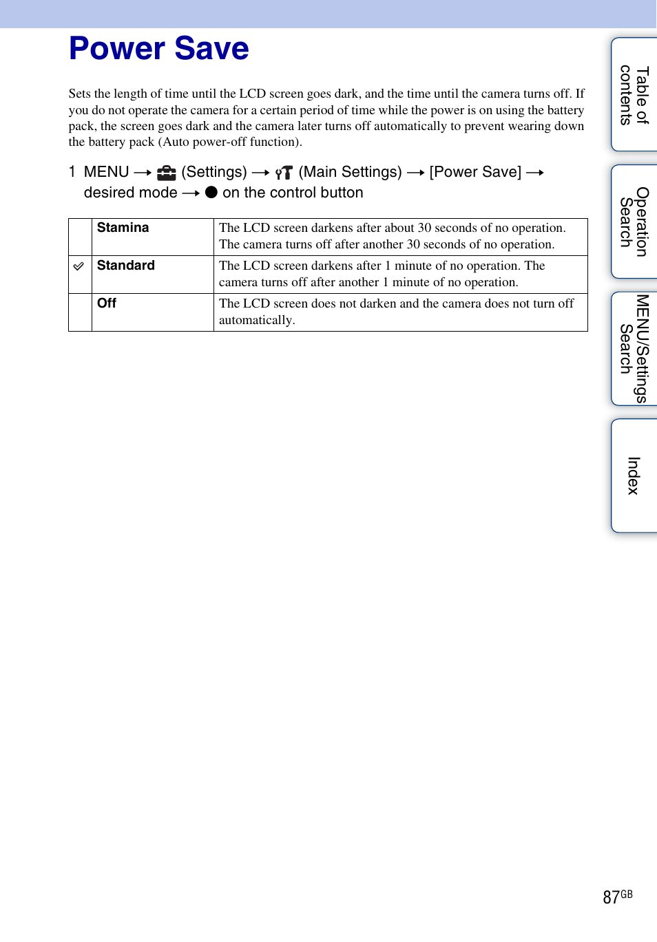 Power save | Sony DSC-W370 User Manual | Page 87 / 128