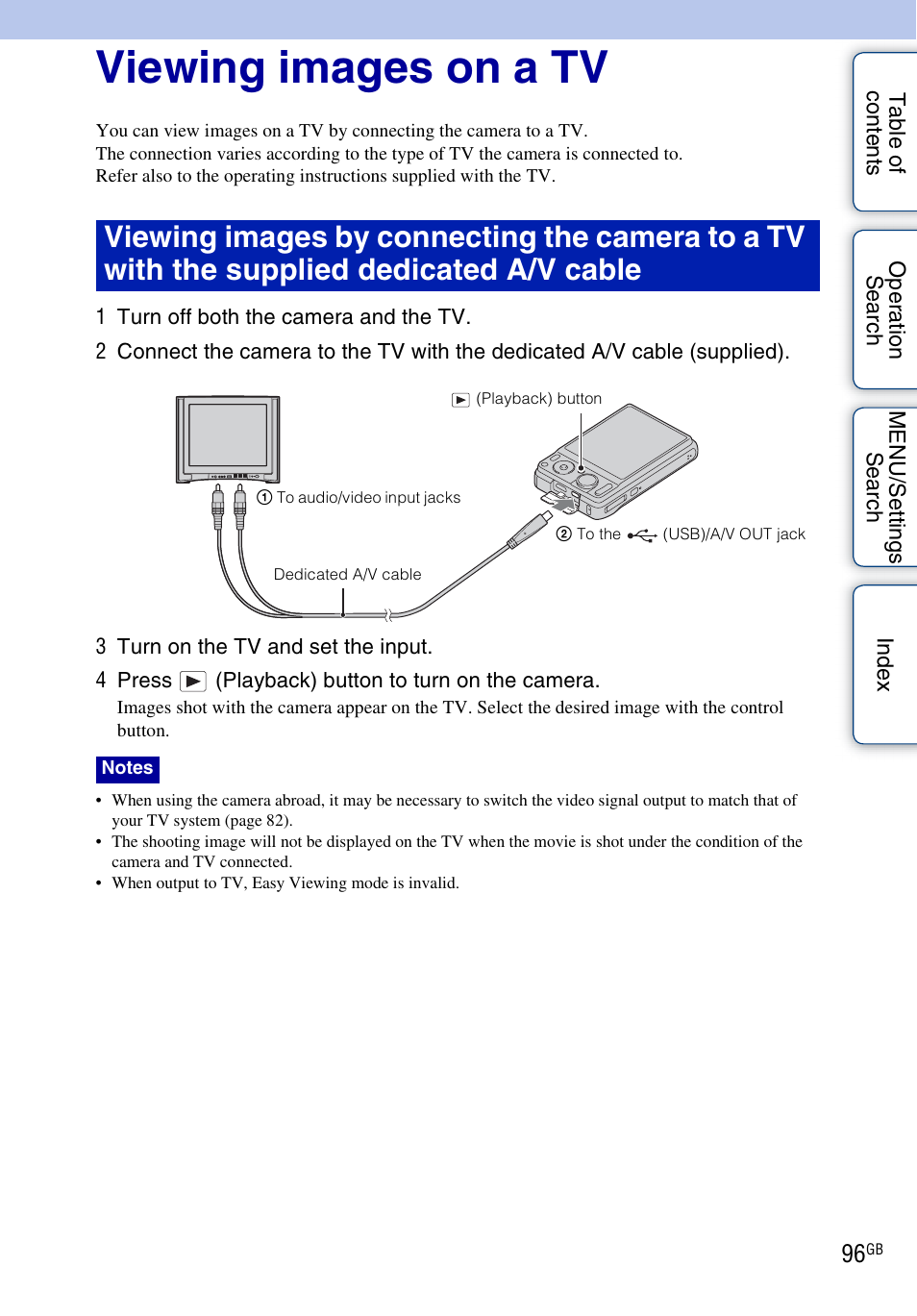 Viewing images on a tv | Sony DSC-W370 User Manual | Page 96 / 128