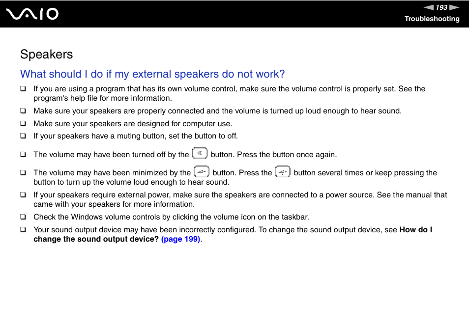 Speakers | Sony VGN-AW235J User Manual | Page 193 / 210