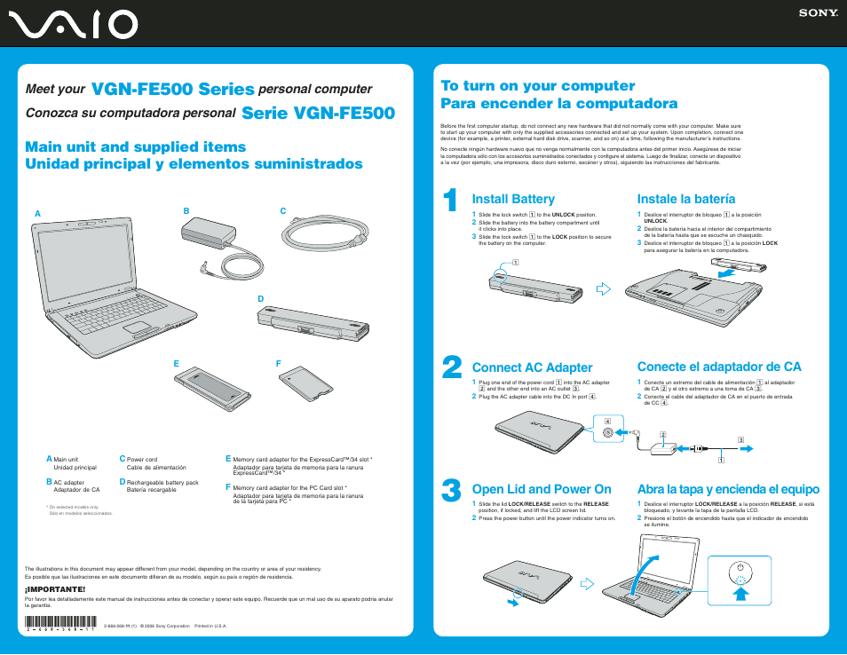 Sony VGN-FE590 User Manual | 2 pages