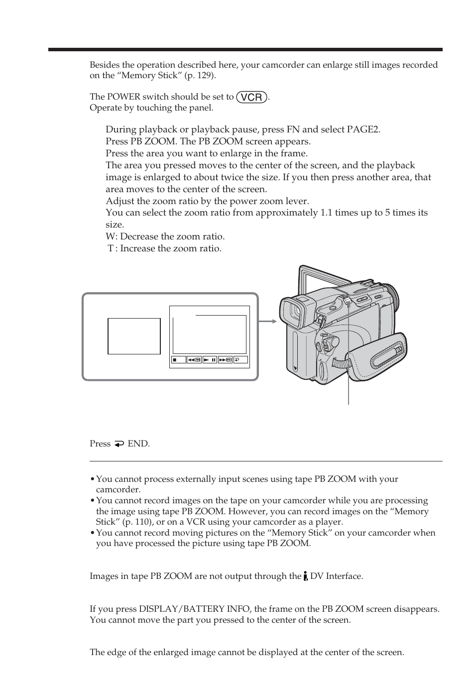 Enlarging images recorded on tape – tape pb zoom, Pb zoom | Sony DCR-TRV38 User Manual | Page 70 / 212