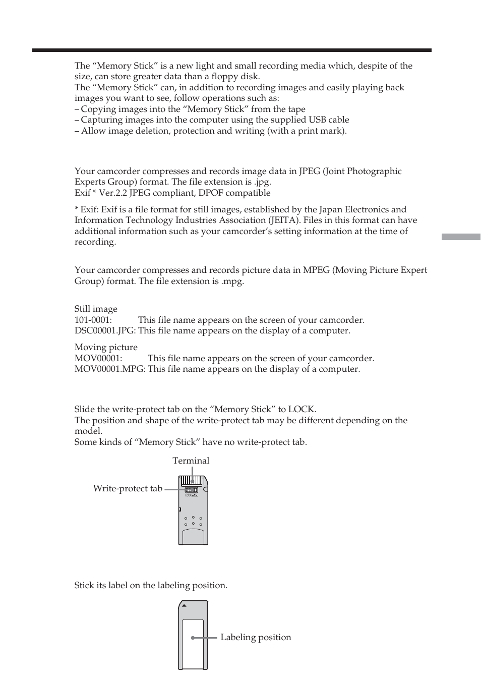 Memory stick” operations, Using “memory stick” – introduction | Sony DCR-TRV38 User Manual | Page 99 / 212