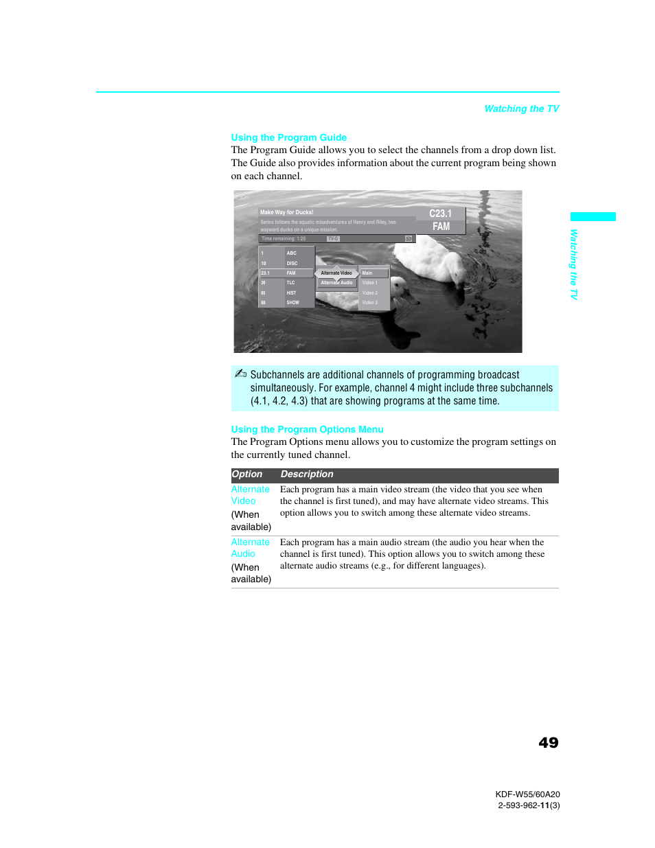 C23.1 | Sony KDF-E60A20 User Manual | Page 51 / 92