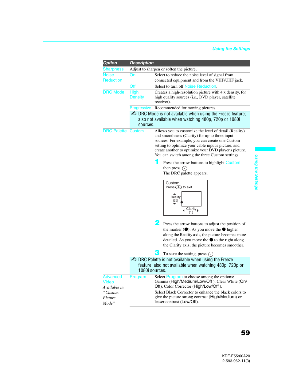 Sony KDF-E60A20 User Manual | Page 61 / 92