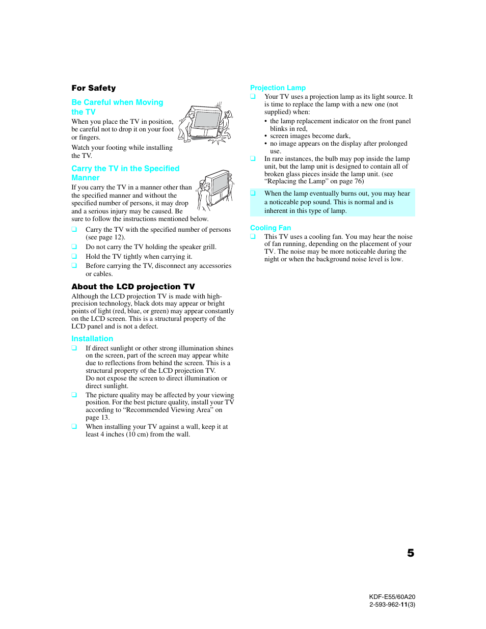 Sony KDF-E60A20 User Manual | Page 7 / 92
