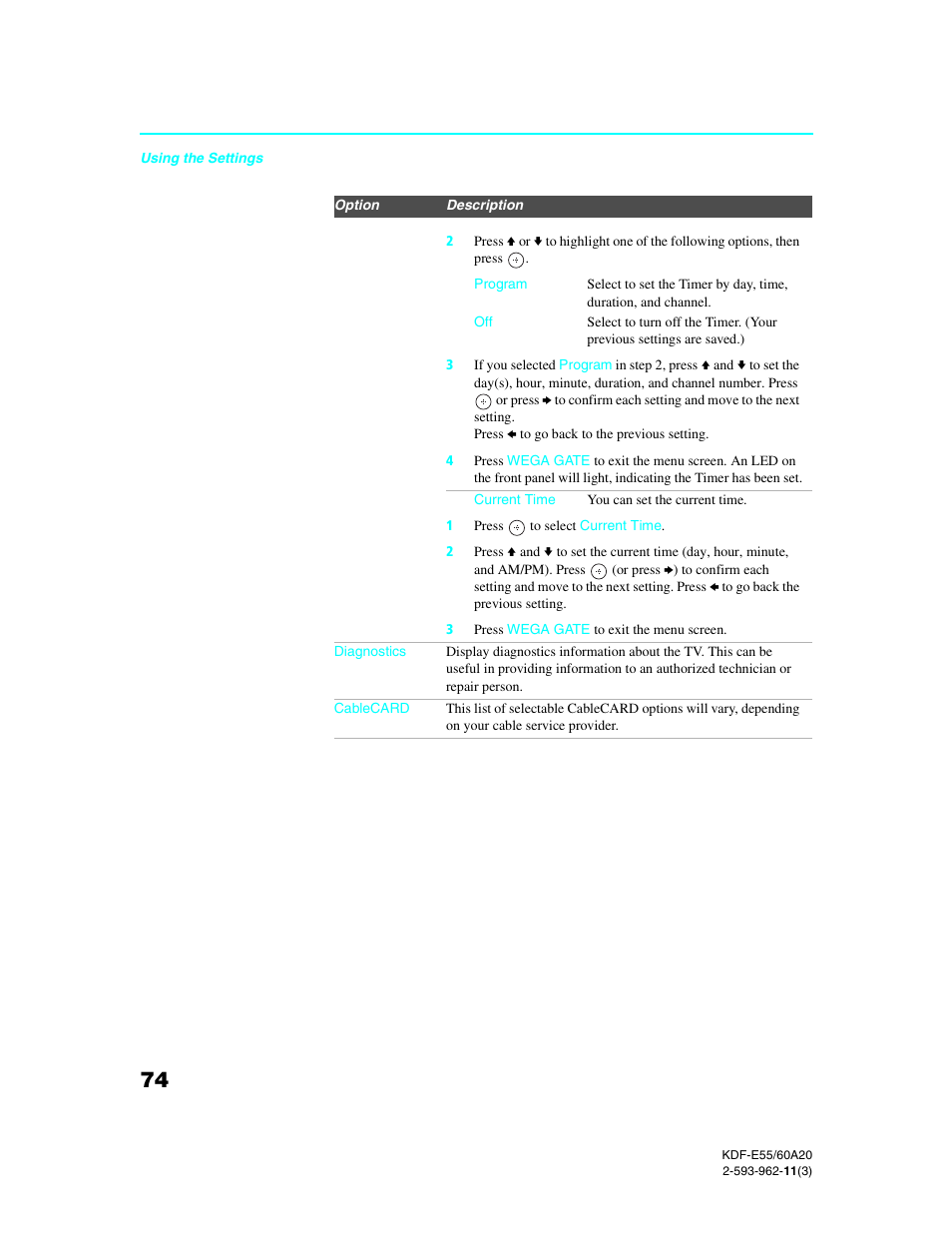 Sony KDF-E60A20 User Manual | Page 76 / 92