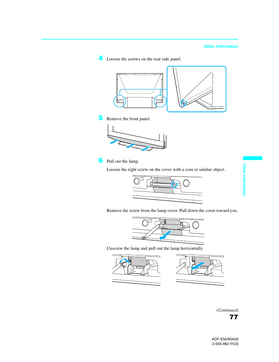 Sony KDF-E60A20 User Manual | Page 79 / 92