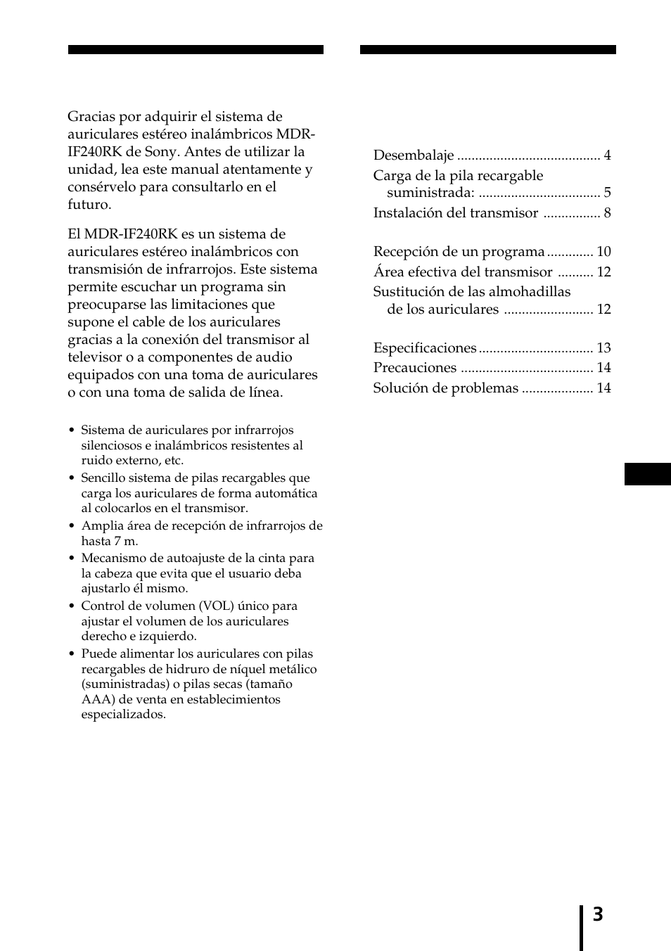 Índice, Bienvenido | Sony MDR-IF240RK User Manual | Page 31 / 44