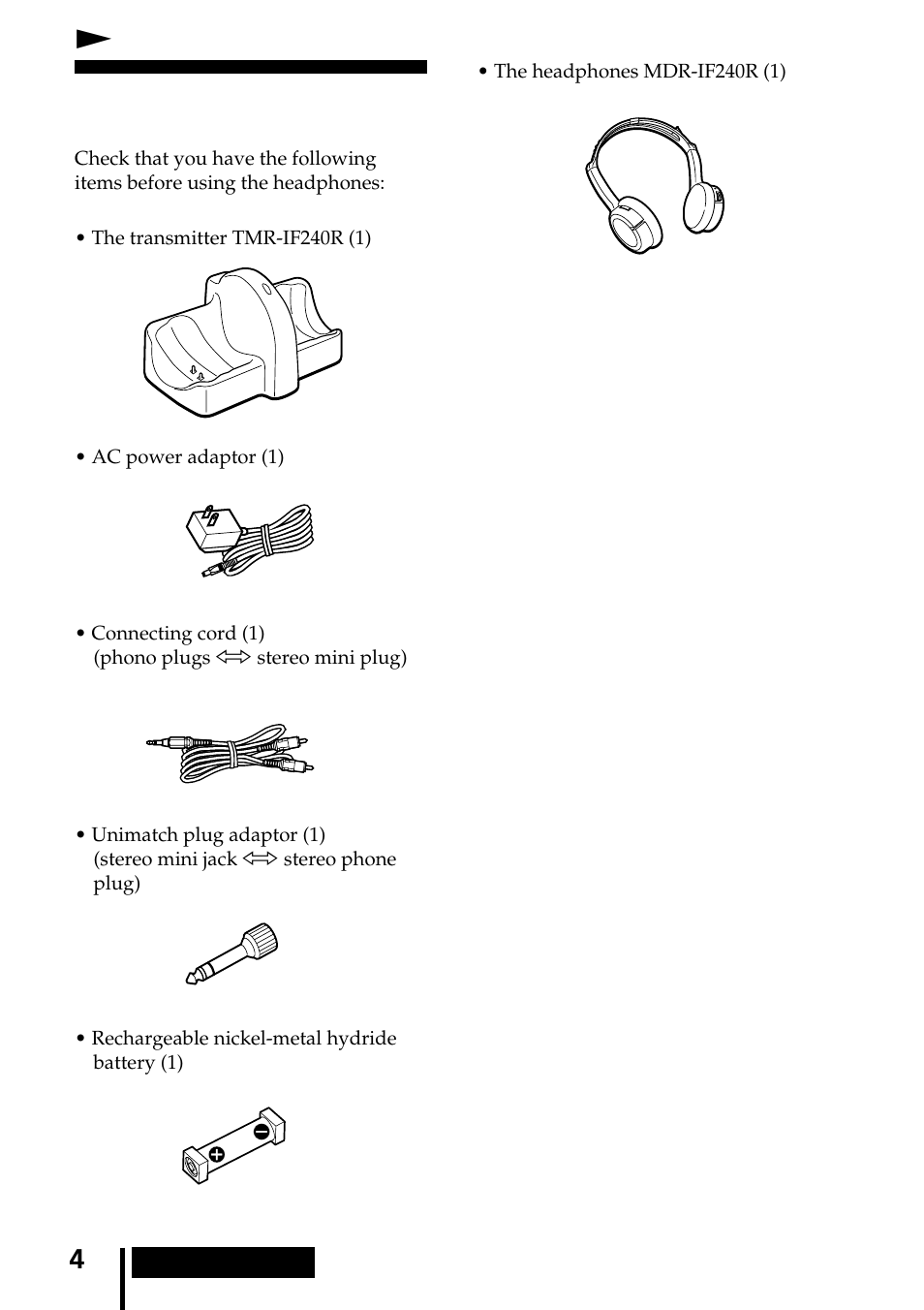 Getting started, Unpacking, Ngetting started | Sony MDR-IF240RK User Manual | Page 4 / 44