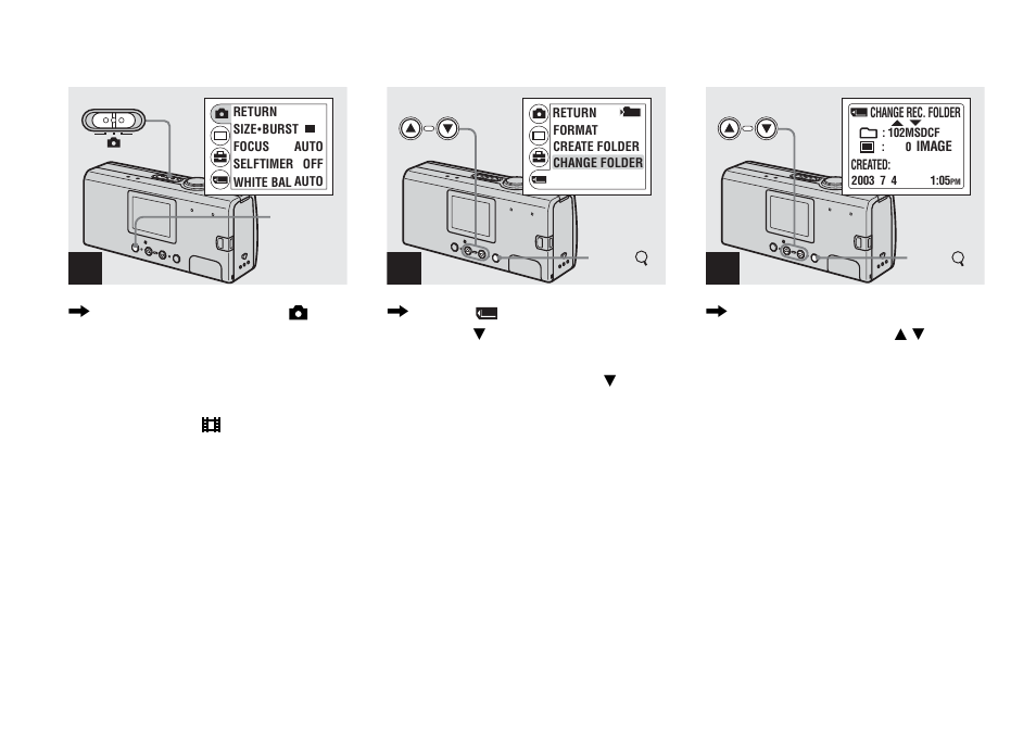 Selecting the recording folder | Sony DSC-U40 User Manual | Page 26 / 92