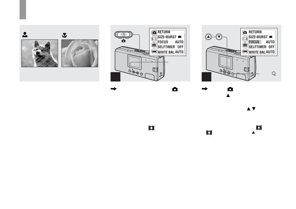 Setting the distance to the subject — focus preset, Setting the distance to the subject, Focus preset | Sony DSC-U40 User Manual | Page 30 / 92