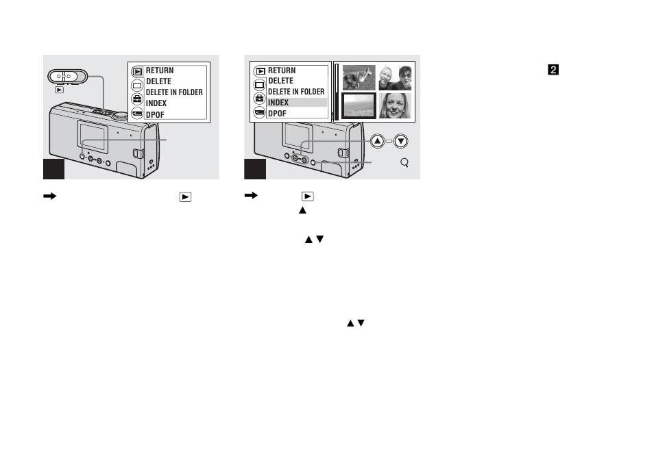 Viewing an index screen (four-image), Viewing an index screen, Four-image) | Sony DSC-U40 User Manual | Page 36 / 92