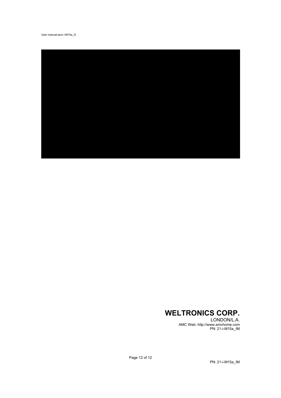 Weltronics corp | AMC WIFI WIRELESS MONITOR I-M15A User Manual | Page 12 / 12