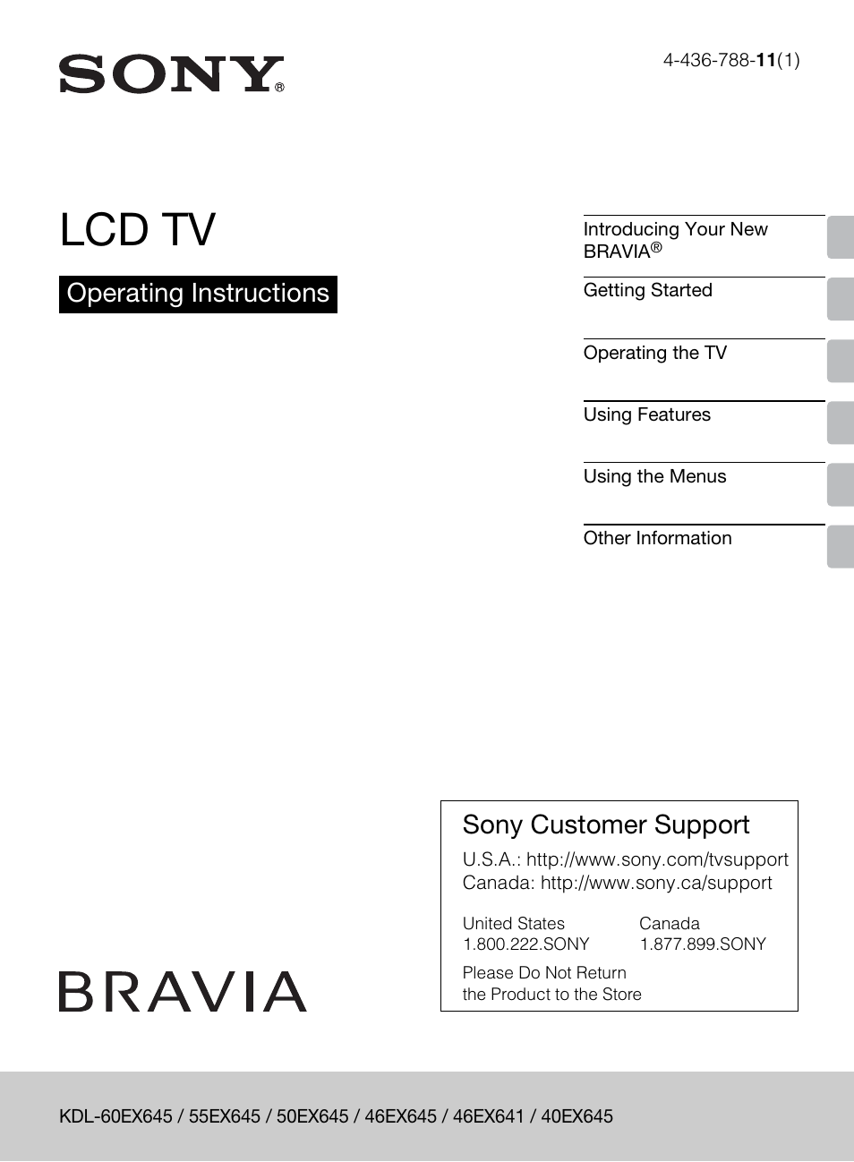 Sony KDL-60EX645 User Manual | 88 pages