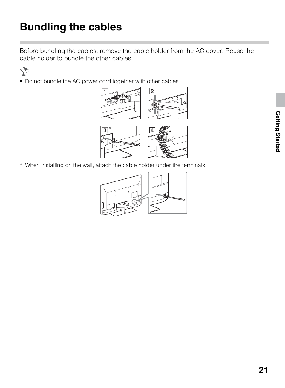 Bundling the cables | Sony KDL-60EX645 User Manual | Page 21 / 88