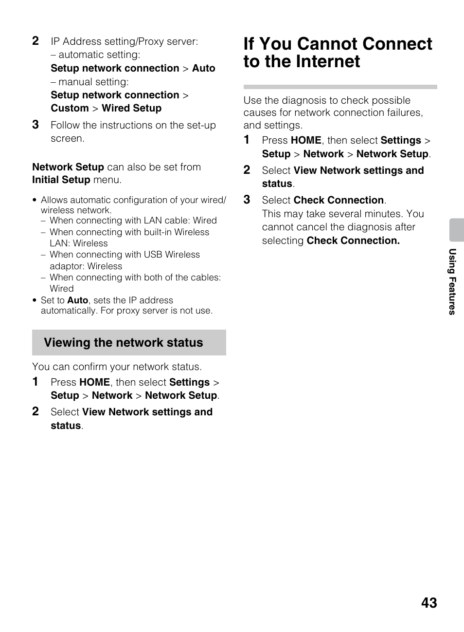If you cannot connect to the internet | Sony KDL-60EX645 User Manual | Page 43 / 88