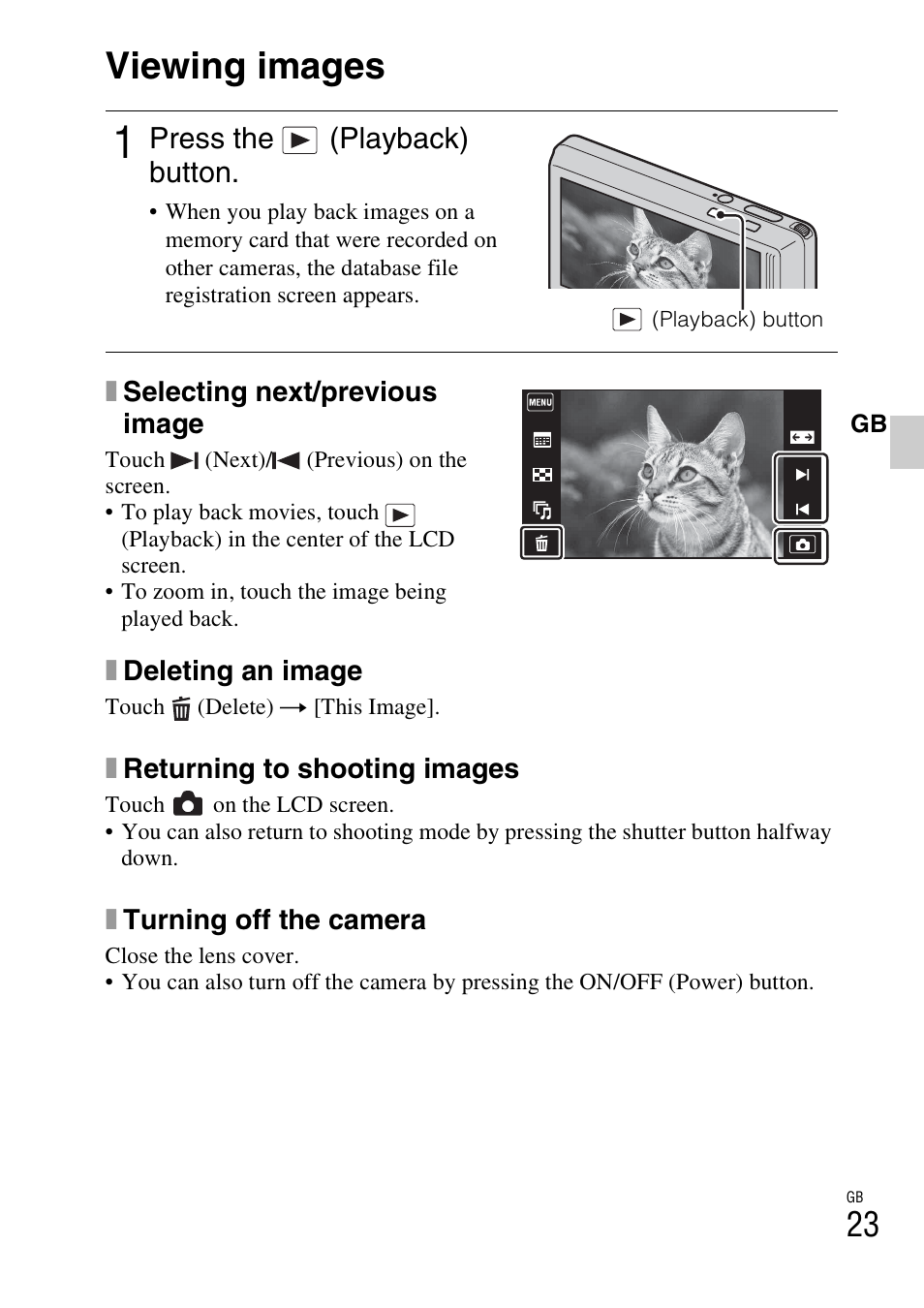 Viewing images | Sony DSC-TX9 User Manual | Page 23 / 68