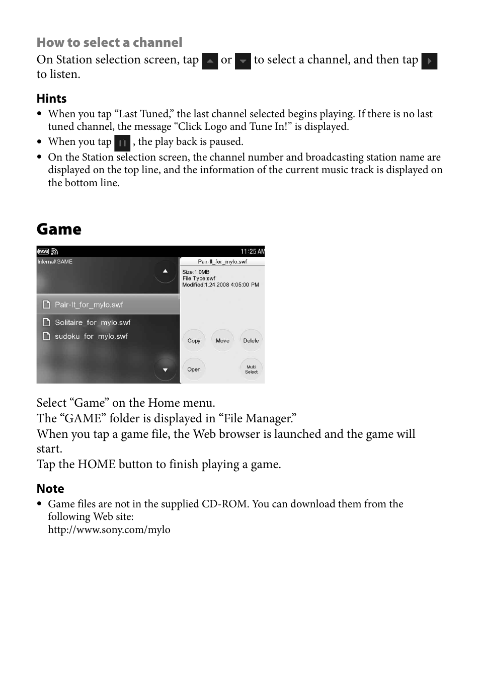Game | Sony COM-2 User Manual | Page 3 / 5