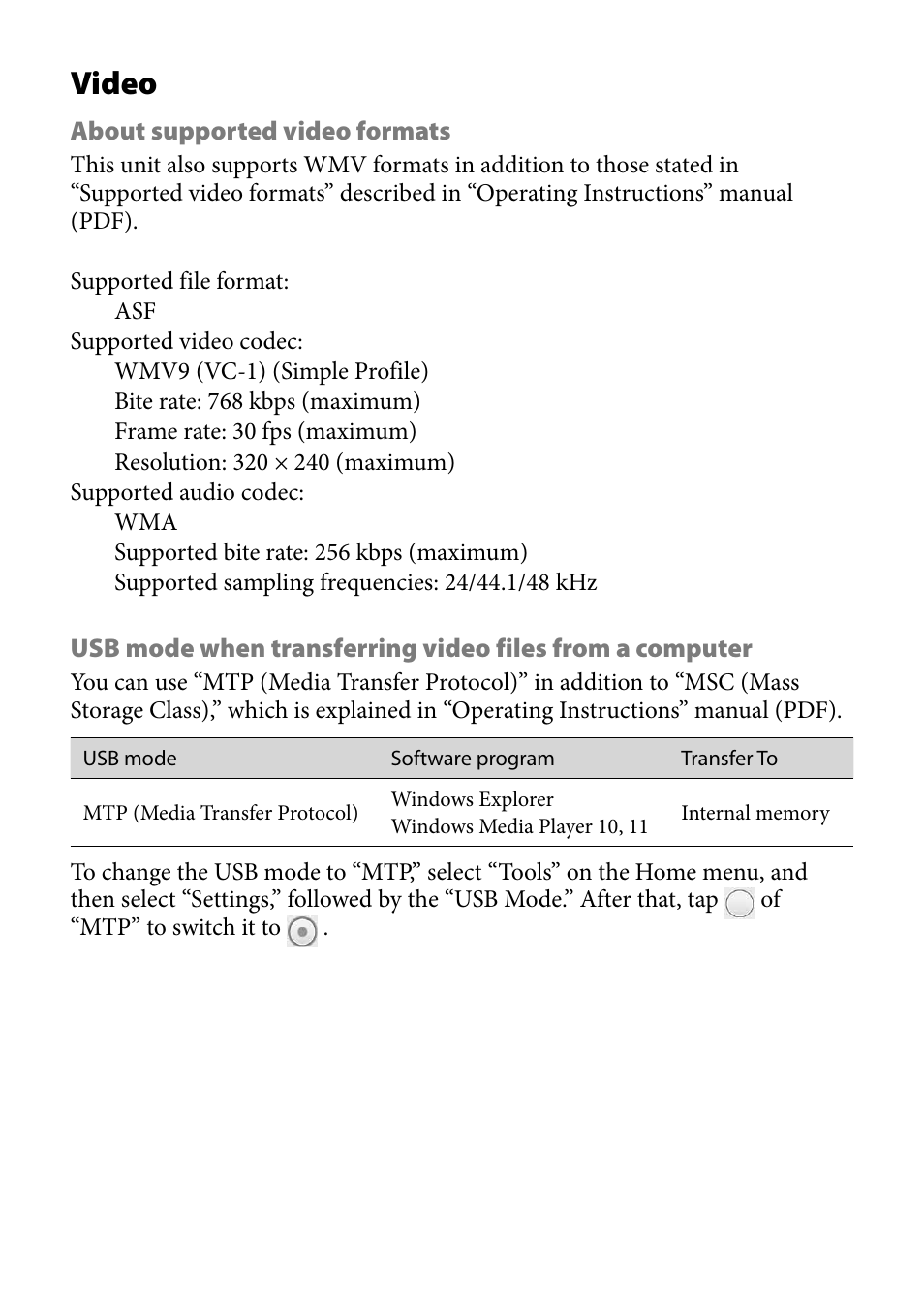 Video | Sony COM-2 User Manual | Page 4 / 5