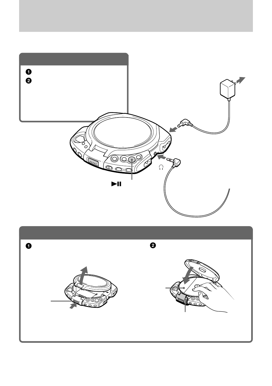 Playing a cd, Connect your cd player, Insert a cd | 1 . connect your cd player, 2 . insert a cd | Sony D-EG3 User Manual | Page 6 / 24