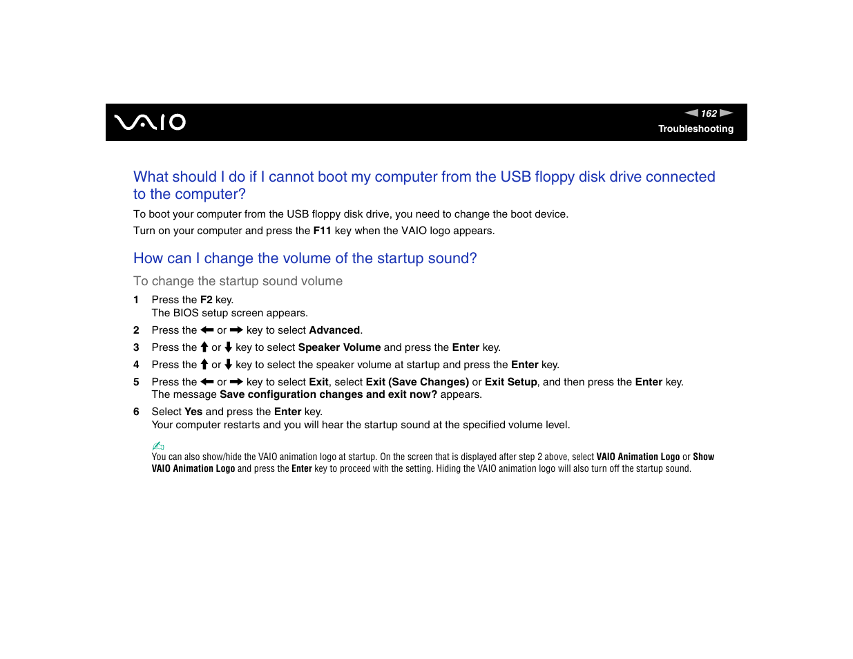 How can i change the volume of the startup sound | Sony VGN-TXN17P User Manual | Page 162 / 212