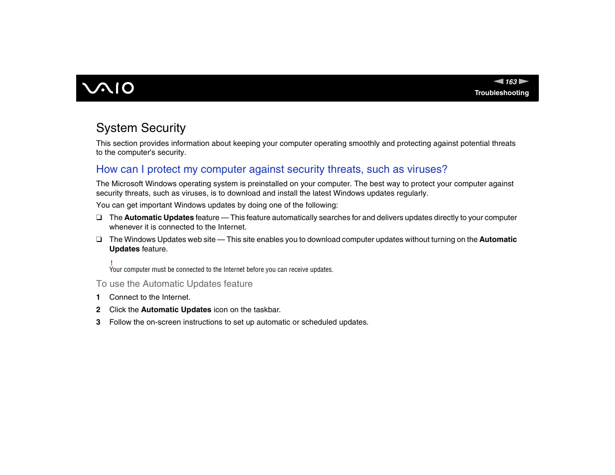 System security | Sony VGN-TXN17P User Manual | Page 163 / 212