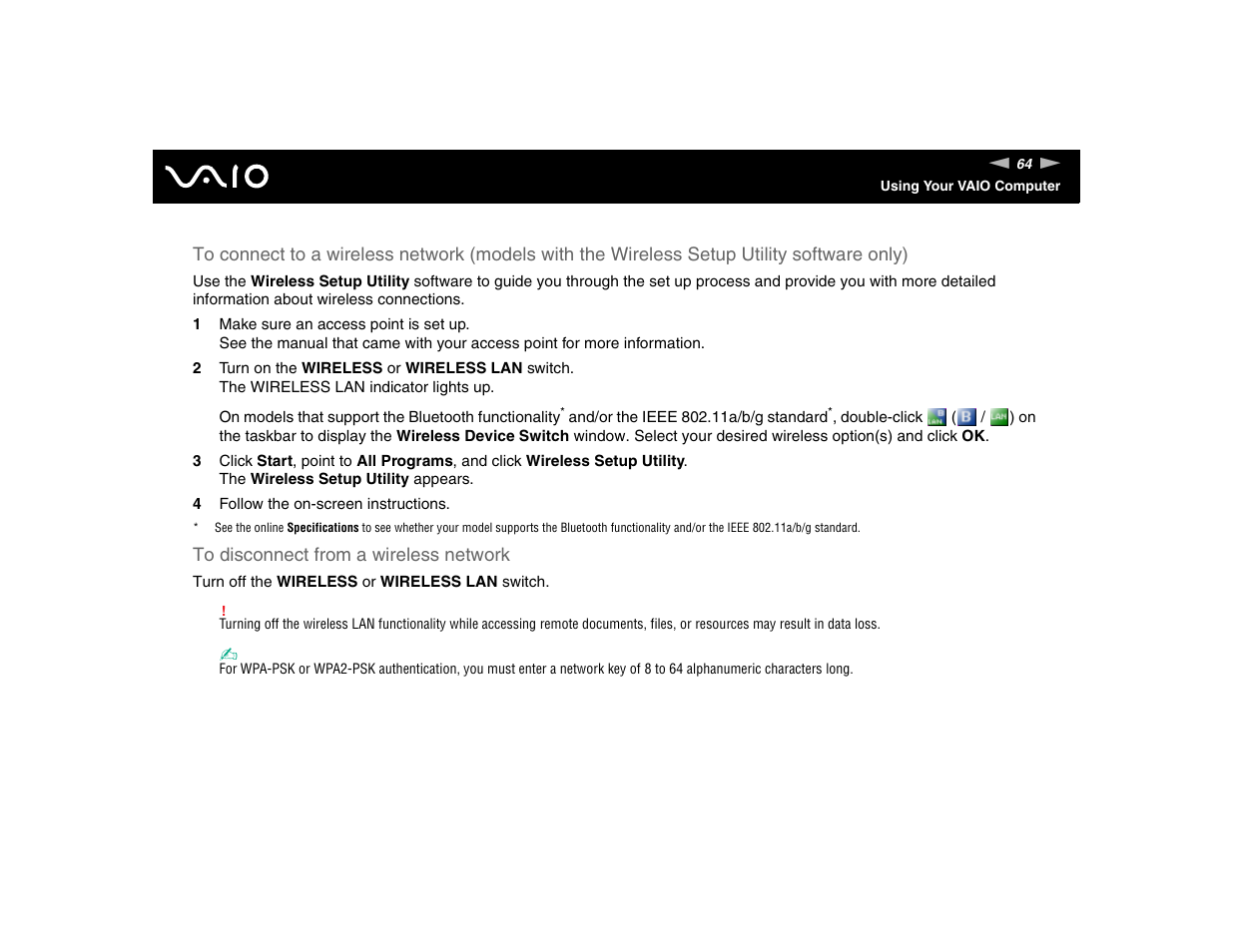 Sony VGN-TXN17P User Manual | Page 64 / 212