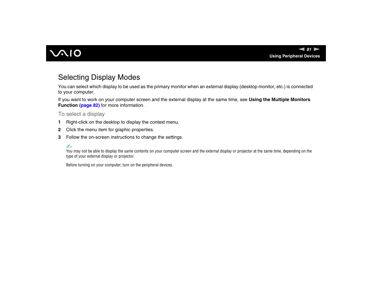 Selecting display modes | Sony VGN-TXN17P User Manual | Page 81 / 212