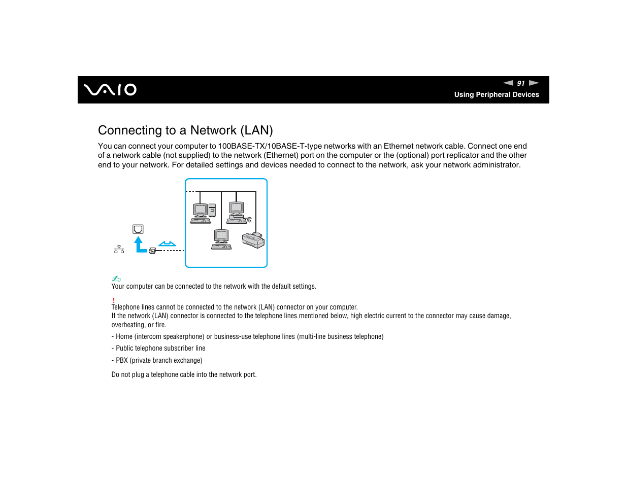 Connecting to a network (lan) | Sony VGN-TXN17P User Manual | Page 91 / 212