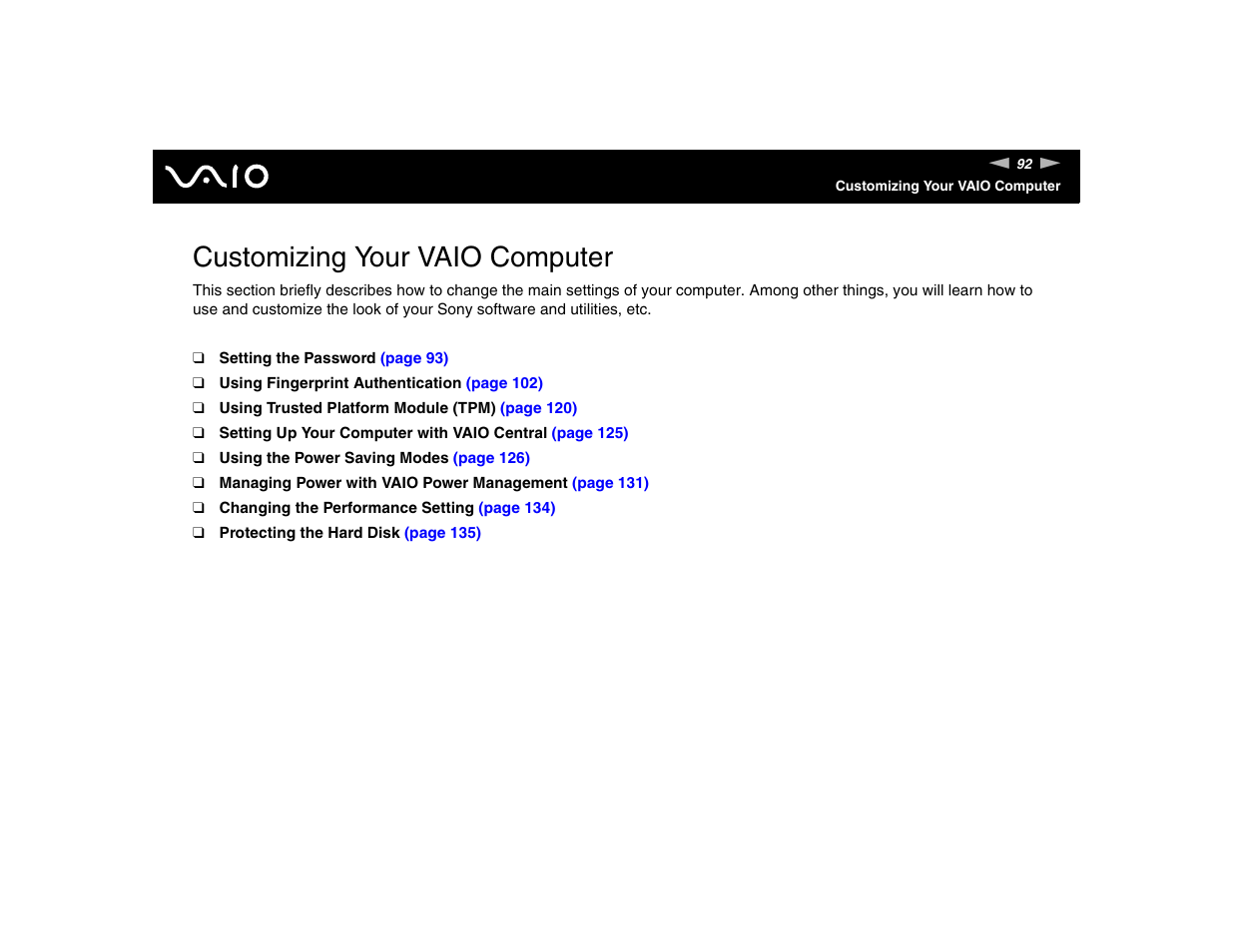 Customizing your vaio computer | Sony VGN-TXN17P User Manual | Page 92 / 212